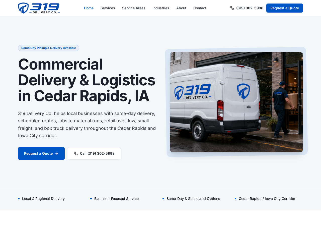 319 Delivery Co. website built by CR Local Business