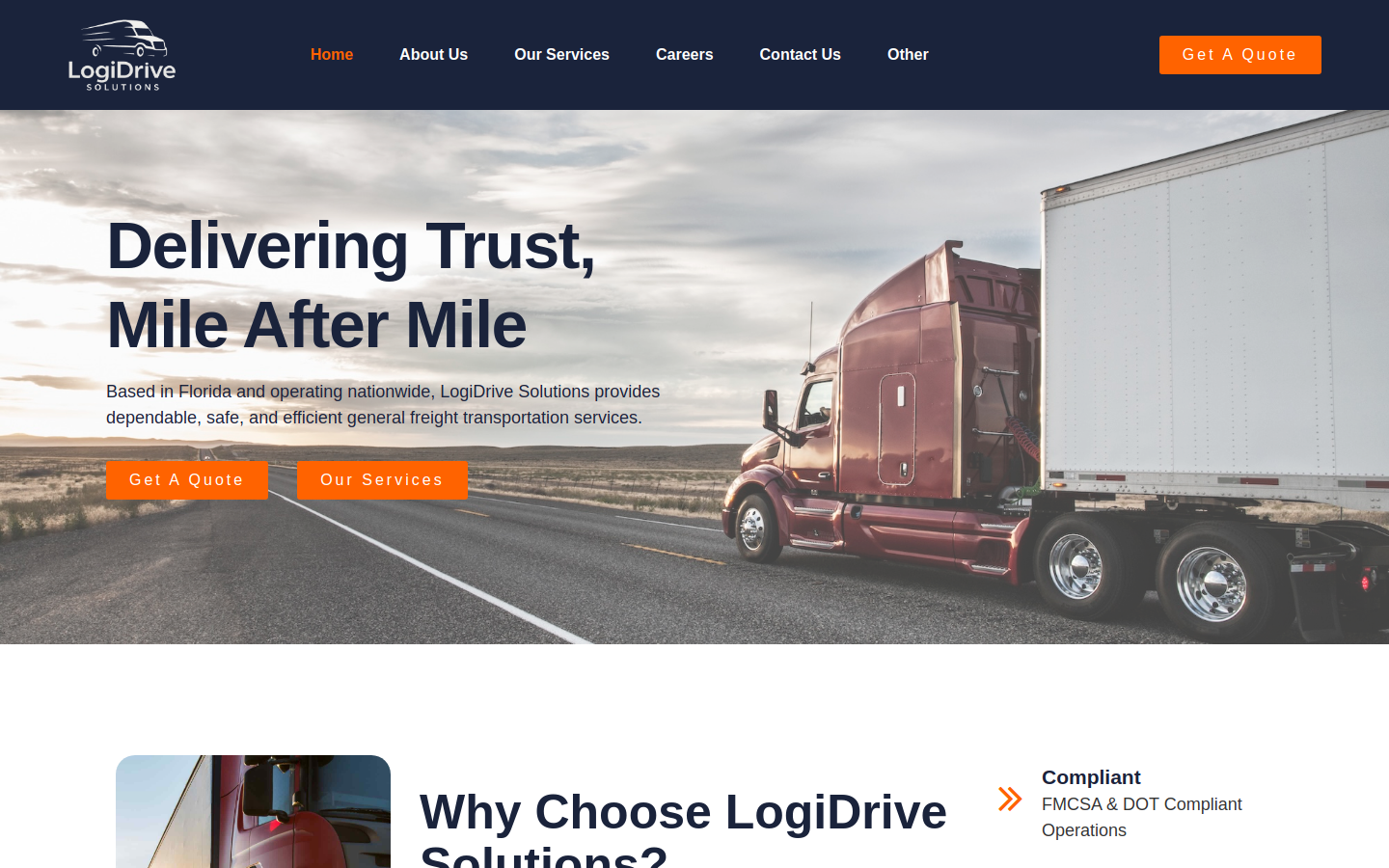 LogiDrive Solutions website screenshot